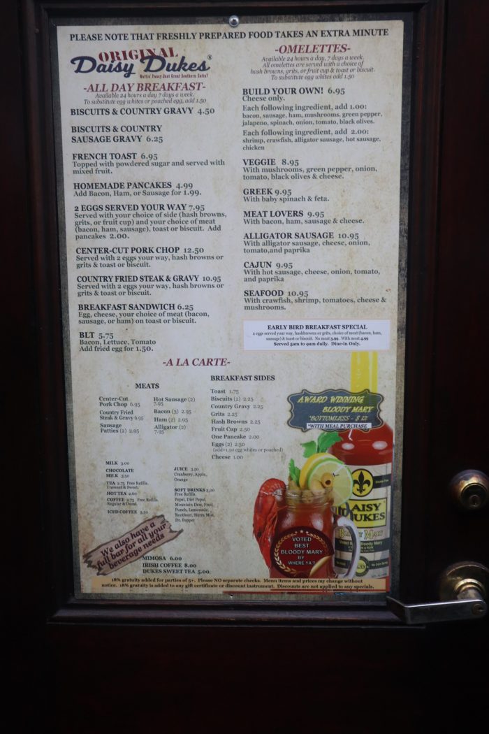 Daisy Dukes Menu New Orleans